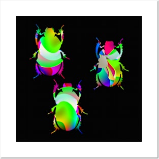 Psychedelic Beetles Silhouette Art Posters and Art